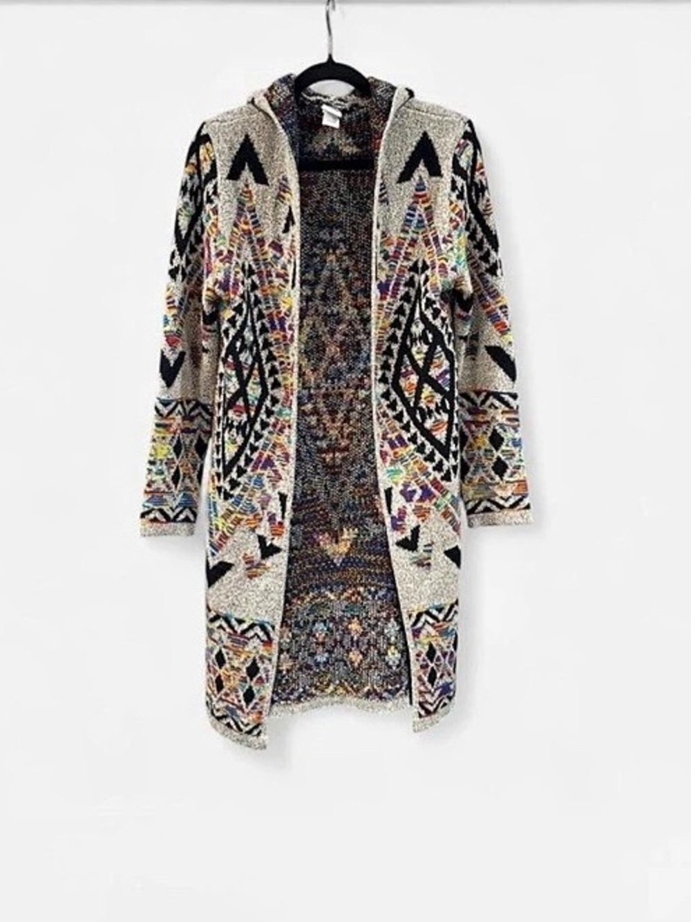 Northern Angel Aztec Hooded Cardigan long duster western boho cottagecore size L